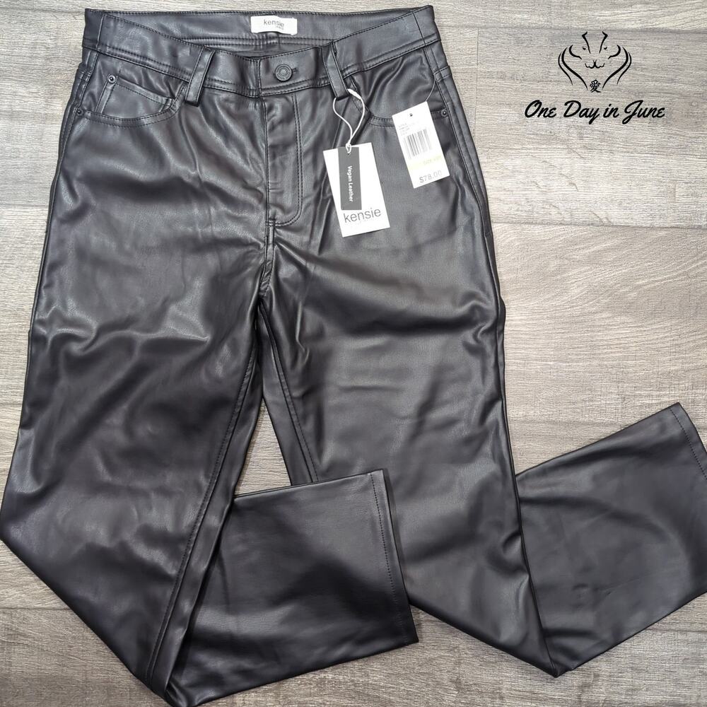 Kensie Jeans Vegan Leather Straight Leg Pants Size 4